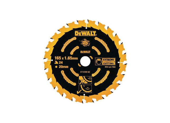 Dewalt Power Tools Extreme Framing Circular Saw Blade 165 x 20mm x 24T DeWALT Power Tools - RockBottom Northampton