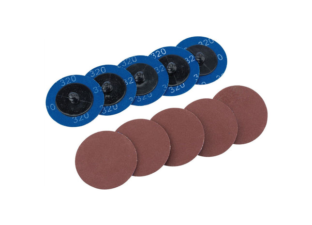 Draper Aluminium Oxide Sanding Discs, 50mm, 320 Grit (Pack of 10) 75614 Draper - Town Tools