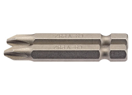 Draper Cross Slot Insert Bit, 1/4" Hex, 50mm Long, No.2 (Pack of 2) 64237 Draper - Town Tools