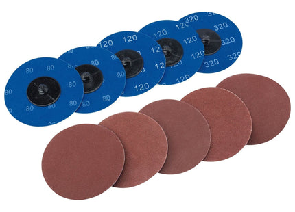 Draper Assorted Aluminium Oxide Sanding Discs, 75mm (Pack of 10) 75621 Draper - Town Tools