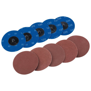 Draper Assorted Aluminium Oxide Sanding Discs, 75mm (Pack of 10) 75621 Draper - Town Tools