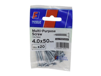 ForgeFix Multi-Purpose Pozi Screw CSK ST ZP 4.0 x 50mm ForgePack 10 ForgeFix - RockBottom Northampton