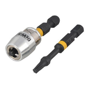 Dewalt Power Tools Impact Torsion Bits TX0 x 50mm (x2) and Magnetic Screwlock Sleeve DeWALT Power Tools - RockBottom Northampton