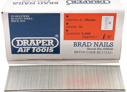 Draper Brad Nails, 38mm (Pack of 5000) 59829 Draper - Town Tools