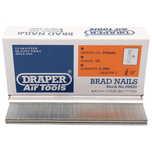 Draper Brad Nails, 25mm (Pack of 5000) 59825 Draper - Town Tools