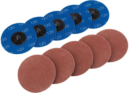 Draper Aluminium Oxide Sanding Discs, 75mm, 120 Grit (Pack of 10) 75617 Draper - Town Tools