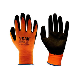 Scan Hi-Vis Orange Foam Latex Coated Gloves - XXL (Size 11) Scan - RockBottom Nothampton
