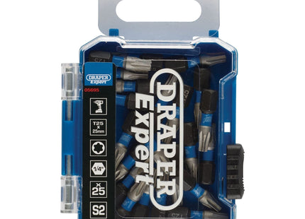 Draper Expert TX-STAR Impact Screwdriver Bits, T25 x 25mm, 1/4" Hex (Pack of 25) Draper - Town Tools