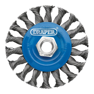 Draper Steel Twist-Knot Flat Wire Wheel Brush, 100mm, M14 Draper - Town Tools