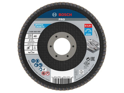 Bosch Powertool Accessories PRO X571 Flap Disc, Angled 115 x 22.23 x G40 Bosch Powertool Accessories - RockBottom Northampton