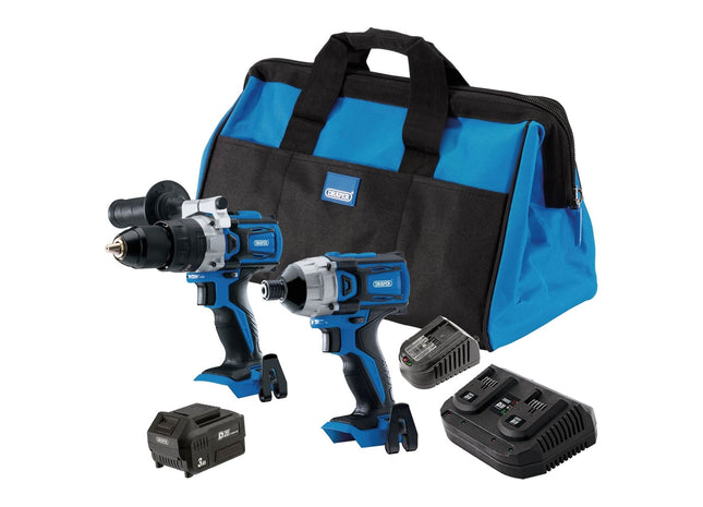 Draper D20 20V Combi/Driver Kit, 1 x 4.0Ah Battery, 1 x 3.0Ah Battery, 1 x Charg Draper - Town Tools