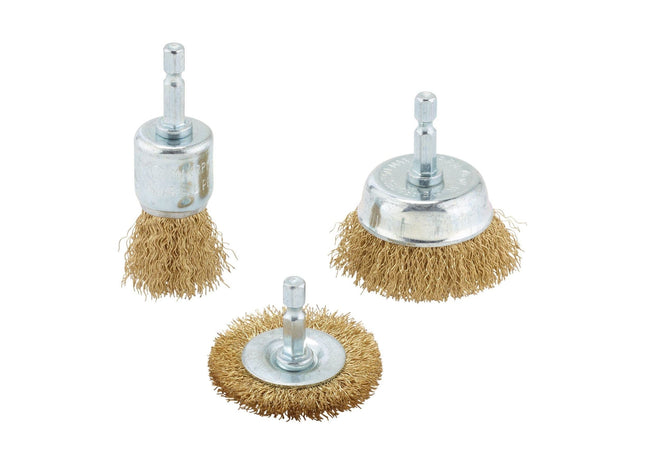 Draper Brassed Steel Crimped Wire Brush Set (3 Piece) Draper - Town Tools