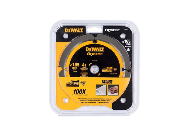 Dewalt Power Tools Extreme PCD Fibre Cement Saw Blade 165 x 20mm x 4T DeWALT Power Tools - RockBottom Northampton