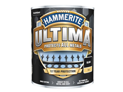 Hammerite Ultima Metal Paint Matt Black 750ml Hammerite - RockBottom Northampton