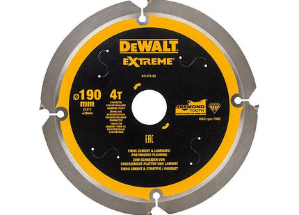Dewalt Power Tools Extreme PCD Fibre Cement Saw Blade 190 x 30mm x 4T DeWALT Power Tools - RockBottom Northampton