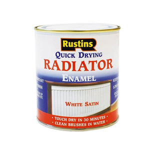 Rustins Quick Dry Radiator Enamel Paint Satin White 250ml Rustins - RockBottom Nothampton