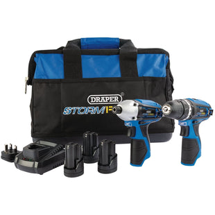 Draper Storm Force 10.8V Power Interchange Drill and Driver Twin Kit, 3 x 1.5Ah Draper - Town Tools