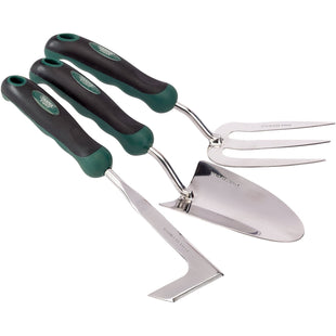Draper Stainless Steel Heavy Duty Soft Grip Fork, Trowel and Weeder Set (3 Piece Draper - Town Tools