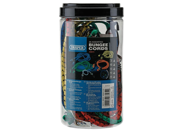 Draper Assorted Bungee Cords (Pack of 20) 63574 Draper - Town Tools