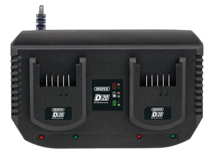 Draper D20 20V Fast Twin Battery Charger, 2 x 3.5A 92239 Draper - Town Tools