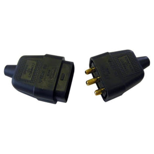 Dencon 3 Pin Rubber Connector Plug 10A Black Dencon - RockBottom Northampton