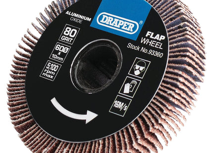 Draper Aluminium Oxide Flap Wheel, 10 x 60mm, 80 Grit 93360 Draper - Town Tools