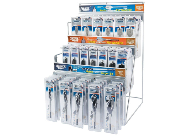 Draper Assorted Metric Auger and Flat Wood Bit Merchandiser (123 Piece) 64050 Draper - Town Tools