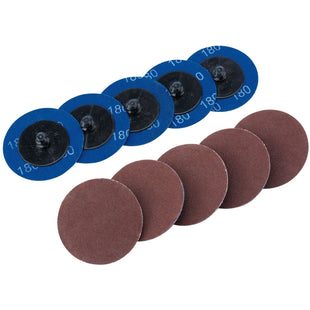 Draper Aluminium Oxide Sanding Discs, 50mm, 180 Grit (Pack of 10) 75612 Draper - Town Tools