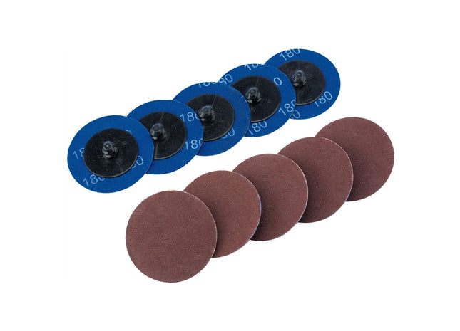 Draper Aluminium Oxide Sanding Discs, 50mm, 180 Grit (Pack of 10) 75612 Draper - Town Tools