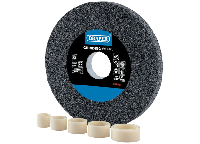 Draper Aluminium Oxide Bench Grinding Wheel, 150 x 20mm, 36 Grit 99566 Draper - Town Tools