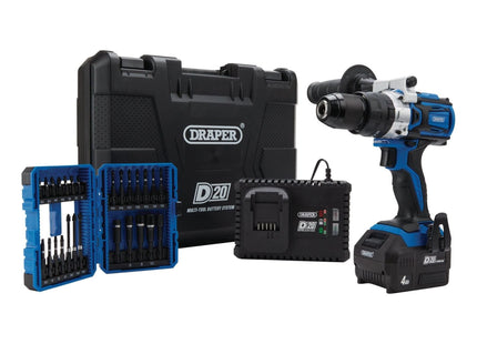 Draper D20 20V Brushless Combi Drill Kit & Draper Expert Impact Screwdriver  Bit Draper - Town Tools