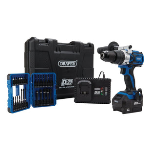 Draper D20 20V Brushless Combi Drill Kit & Draper Expert Impact Screwdriver  Bit Draper - Town Tools