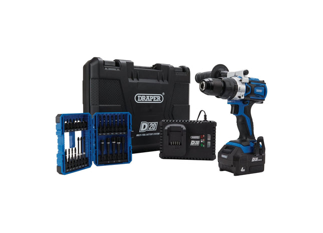 Draper D20 20V Brushless Combi Drill Kit & Draper Expert Impact Screwdriver  Bit Draper - Town Tools