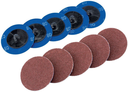 Draper Aluminium Oxide Sanding Discs, 50mm, 80 Grit (Pack of 10) 75610 Draper - Town Tools