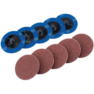Draper Aluminium Oxide Sanding Discs, 50mm, 80 Grit (Pack of 10) 75610 Draper - Town Tools