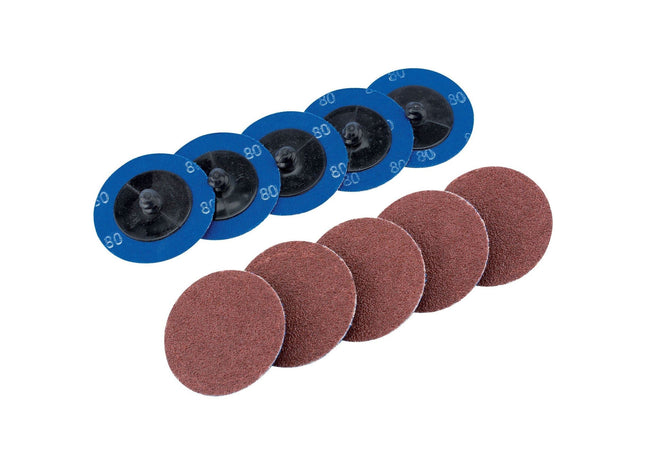Draper Aluminium Oxide Sanding Discs, 50mm, 80 Grit (Pack of 10) 75610 Draper - Town Tools