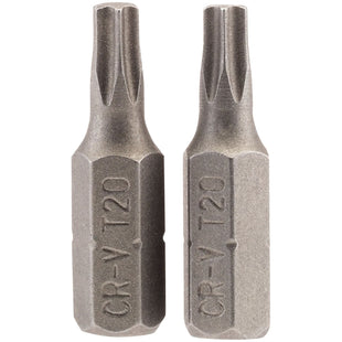 Draper TX-STAR Insert Bit, 1/4" Hex, 25mm Long, T20 (Pack of 2) Draper - Town Tools