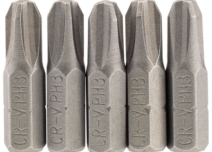 Draper Cross Slot Insert Bit, 1/4" Hex, 25mm Long, No.3 (Pack of 5) 64023 Draper - Town Tools