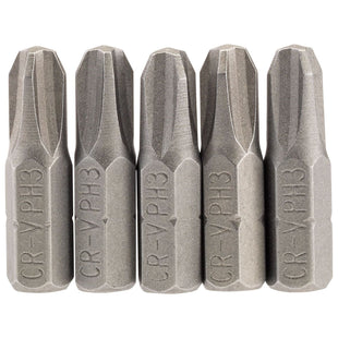 Draper Cross Slot Insert Bit, 1/4" Hex, 25mm Long, No.3 (Pack of 5) 64023 Draper - Town Tools