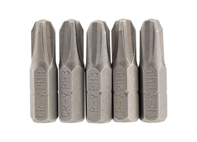 Draper Cross Slot Insert Bit, 1/4" Hex, 25mm Long, No.3 (Pack of 5) 64023 Draper - Town Tools