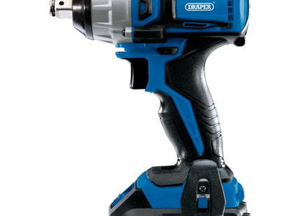 Draper D20 20V Brushless Impact Wrench, 1/2" Sq. Dr., 250Nm, 2 x 2.0Ah Batteries Draper - Town Tools