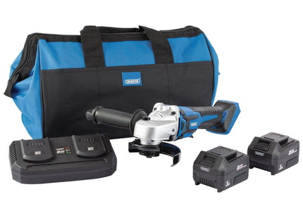 Draper D20 20V Brushless Grinder, 115mm, 2 x 3.0Ah Batteries, 1 x Twin Charger, Draper - Town Tools