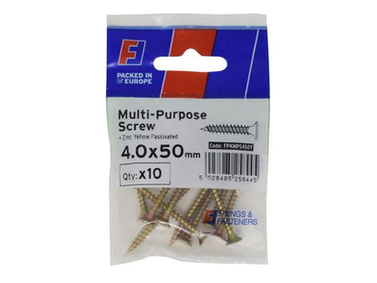 ForgeFix Multi-Purpose Pozi Screw CSK ST ZYP 4.0 x 50mm ForgePack 10 ForgeFix - RockBottom Northampton