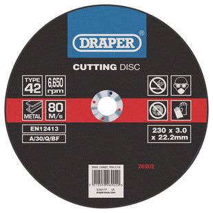 Draper Depressed Centre Metal Cutting Discs, 230 x 3.0 x 22.2mm 26902 Draper - Town Tools