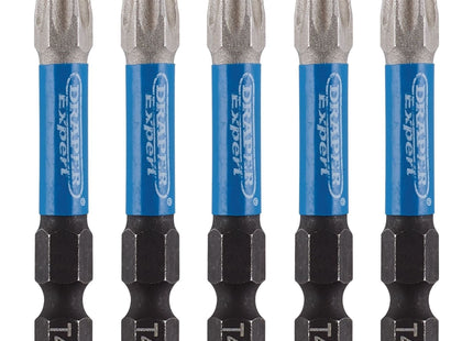 Draper Expert TX-STAR Impact Screwdriver Bits, T40 x 50mm, 1/4" Hex (Pack of 5) Draper - Town Tools