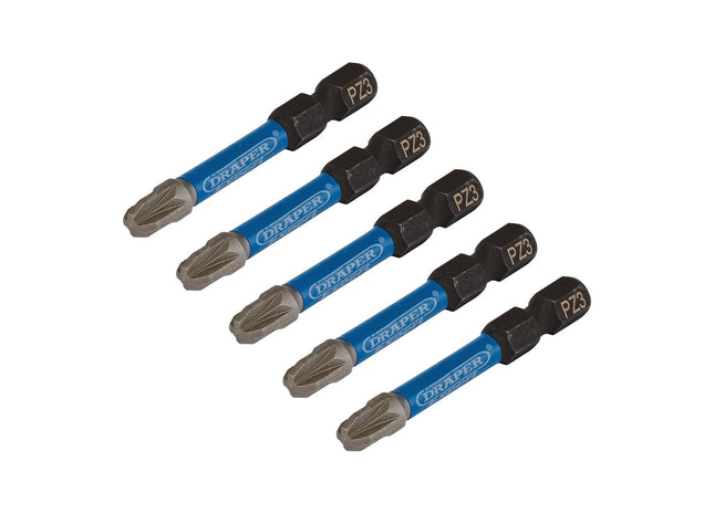 Draper Expert PZ-Type Impact Screwdriver Bits, No.3 x 50mm, 1/4" Hex (Pack of 5) Draper - Town Tools