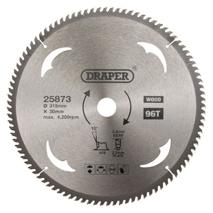 Draper TCT Circular Saw Blade for Wood, 315 x 30mm, 96T 25873 Draper - Town Tools