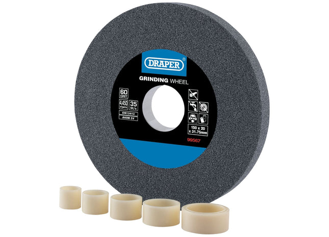 Draper Aluminium Oxide Bench Grinding Wheel, 150 x 20mm, 60 Grit 99567 Draper - Town Tools