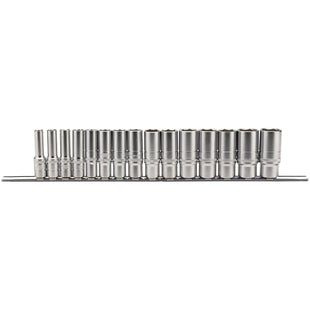 Draper Metric Deep Socket Set on a Metal Rail, 3/8" Sq. Dr. (15 Piece) 16494 Draper - Town Tools