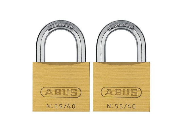 Abus Mechanical 55/40mm Brass Padlocks Twin Pack ABUS Mechanical - RockBottom Northampton